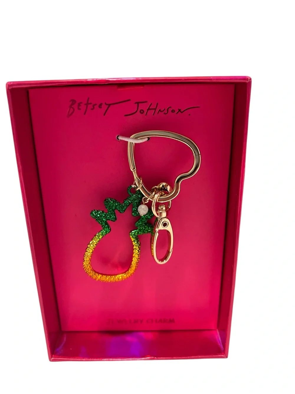 Betsey Johnson Pineapple Bag Charm Keychain Boxed